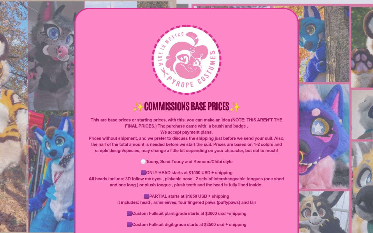 Pyrope Costumes Base Prices pyrope-costumes-base-prices